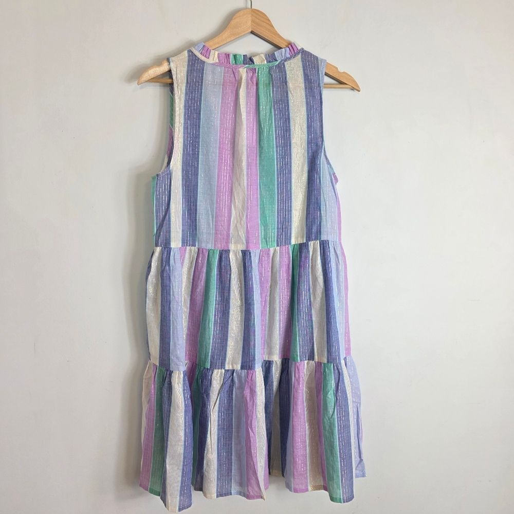 NWT J Crew Factory Ruffle Shimmer Beach Tiered Cotton Sheer Dress Cover Up Sz S - Picture 7 of 10